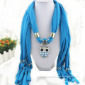 New sexy lady blue jersey alloy owl animal scarf pendant bufanda infinito bufanda by Real Fashion